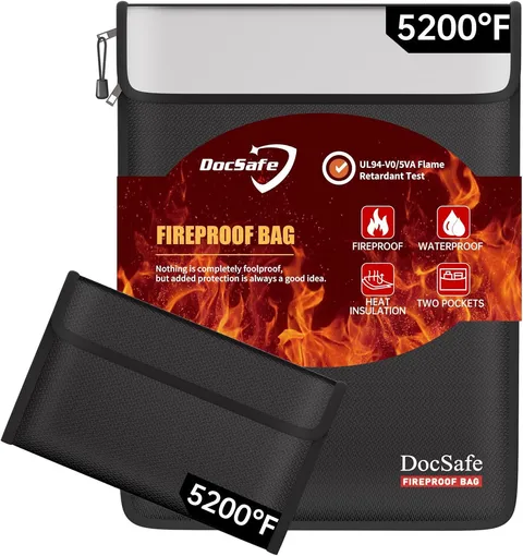 Fireproof Document Bag (5200℉) with Fireproof Organizer Travel Case,Heat Insulat