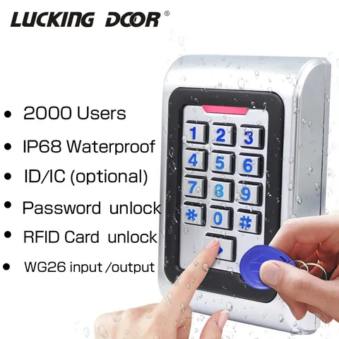 RFID Door Access Control Keypad 125KHz 13.56MHz Zinc Alloy Waterproof Wiegand 26