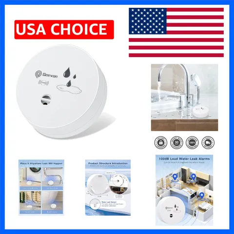 1 Pack Water Leak Detectors, 100dB Water Sensor Alarms Flood Detector for Bas...
