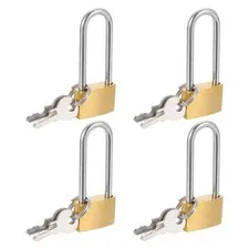 4Pcs Solid Brass Padlock with Key 13/16" Wide Body 1.4 Inch Long Shackle Lock