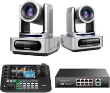 PTZ Camera and Controller Bundle - 4K NDI PTZ Camera(2Pcs) 20X Zoom AI Tracking
