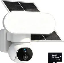 Solar Security Camera Wireless, 1500LM Floodlight & 2K PTZ | Color Night Vision,