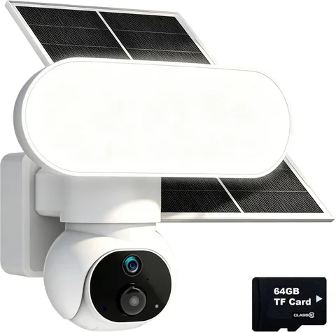 Solar Security Camera Wireless, 1500LM Floodlight & 2K PTZ | Color Night Vision,