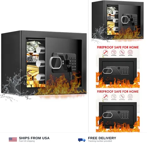1.3 Cub Small Safes for Home, Anti-Theft Steel Security Fire Safe Home with C...