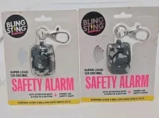 Lot of 2 BLING STING Safety Alarm - Super Loud 125 Decibel - Black Grey Camo