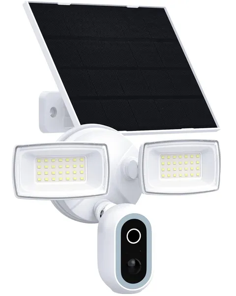 Atfoyer Solar Floodlight Camera Outdoor, 2K Security with 1600LM White