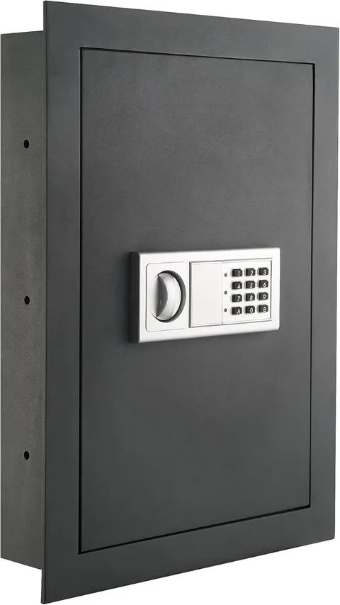In-Wall Safe with Electronic Keypad and 2 Manual Override Keys - Protect Money,