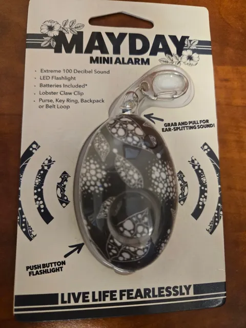 Mini Alarm "MAYDAY" Live Life Fearlessly . Self defense Keychain Personal Alarm