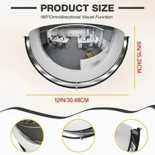2 Pack Acrylic Half Dome Mirror Corner Blindspot Wall 12'' Diameter BOTH NIB