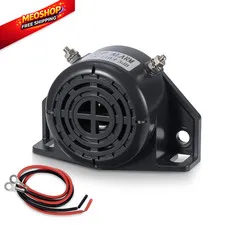 ChimimeDecor Backup Alarm 110dB 12V-24V DC Heavy-Duty 12-24V, Black 