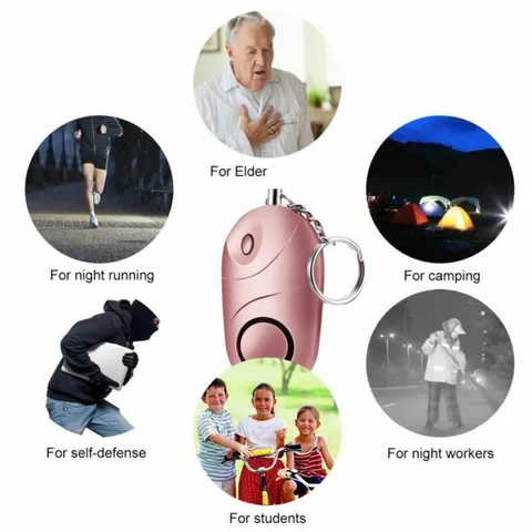 Self-Defense Personal Flashing Alarm Keychain 130dB. LED. 3*LR44 1.5V Included. 