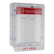 STI Stopper II Fire Alarm Cover with Horn & Clear Spacer - Fire Label (STI-1130)