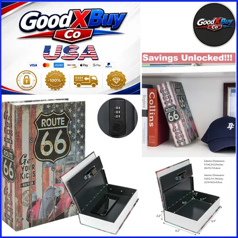 Metal Book Safe with Combination Lock 9.5x6.2x2.2 Hidden Diversion Safe