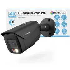 Amcrest UltraHD 4K (8MP) IP PoE AI Camera FOV 129° 49ft Color Nightvision