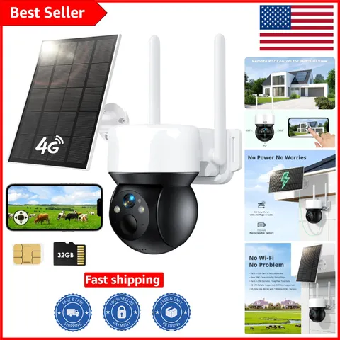 Outdoor 4G LTE Solar Camera with 32GB SD - HD 2K & Smart Detection Features
