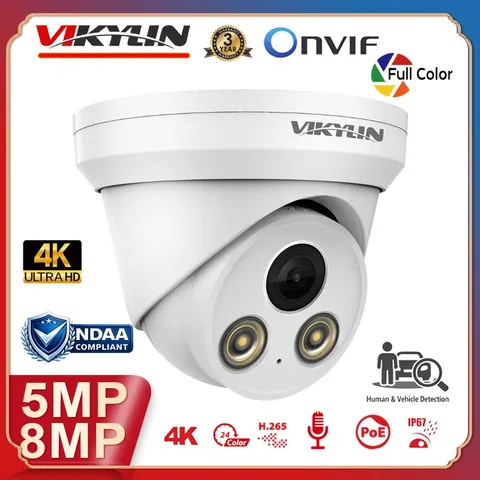 Vikylin 4K 8MP 5MP POE IP Camera Outdoor Full Color with Audio Onvif RTSP Home