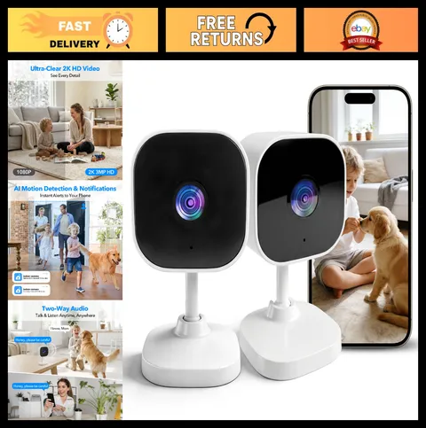 2K WiFi Indoor Security Cameras - Dual-Band, AI Motion Detection, 2-Way Audio, N