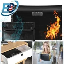 Set Fireproof Document Money Bag w/Lock Waterproof Envelope Safe Pouch Storage