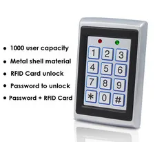 125KHz EM RFID Door Access Control Keypad Reader Metal System 1000 Keyfobs Tool
