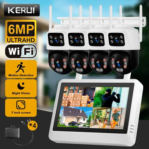 6MP Wireless WiFi Camera Security System Audio PTZ Outdoor 8CH 7'' Monitor NVR