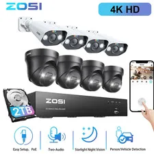 ZOSI 4K 8CH NVR 8MP IP Security Camera System AI Human/Car Detect Audio IR Night