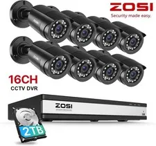 ZOSI 3K Lite 16CH CCTV DVR Security 1080P Camera System 80ft Night Vision 2TB