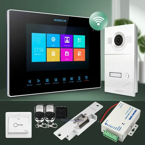 HOMSECUR 7" WIFI Video&Audio Home Intercom Electric Strike Lock Set Included