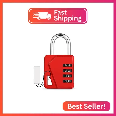 ZHEGE Small Locker Lock Gym, 4 Digit Combo Lock with DIY Name Tag (Red)