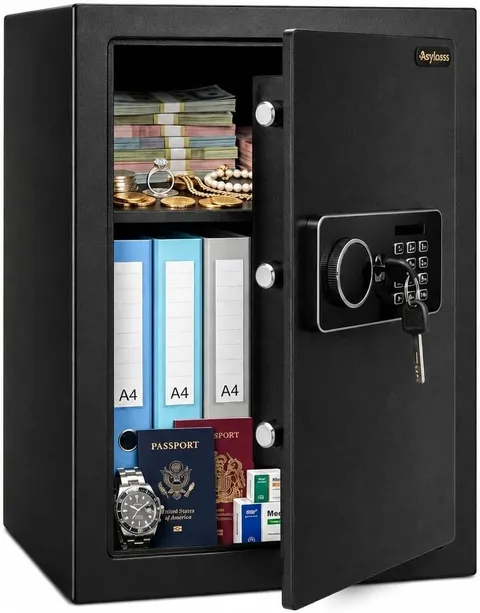 1.88 Cu Ft Large Home Safe Box with Keypad + Key Lock & LED Light | Removable sh