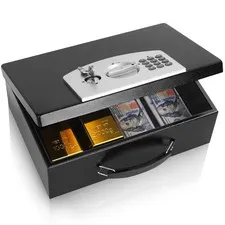 Dalmbox Portable Metal Safe Box with Digital Code Lock,Fire Resistant Storage...