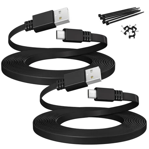 Itramax Micro USB Extension Cable 20FT 2Pack,Flat to 20FT/6M, Black