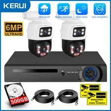Home Surveillance H.265+ 8CH NVR 6MP Dual Lens IP Camera 500GB HDD 18m Cable