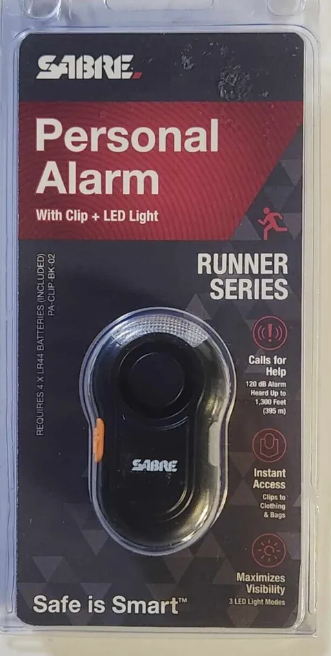 SABRE Personal Alarm w/ Clip LED Light 120db Alarm Weatherproof Runner Series