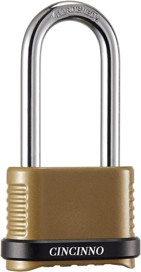 4 Digit Combination Lock, Heavy Duty Combo Padlock with Long Shackle for Outd...