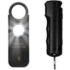 Police Magnum Personal Safety Alarm siren & Flip Top Pepper Spray Combo- Black