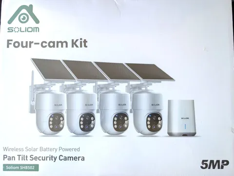 Solium Solar Powered Security Cameras Wireless Outdoor Home System  4 Camera Kit