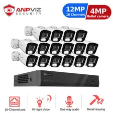 Anpviz 16CH 12MP NVR 4MP POE IP Security Camera System Audio Recording AI IR Nig