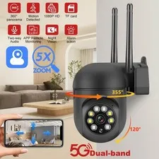 5G 1080P 360° Camara De Seguridad WIFI Inalambrica Para Casa Exterior Con Audio
