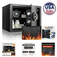 Cabinet Fireproof Safe 1.2 Cu Ft Digital Keypad Key Lock Documents Valuables