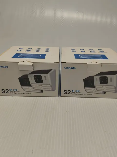 NEW 2 PACK Cinnado S2 2K 3MP Solar Wireless Wall Light Security Camera FREE SHIP