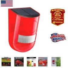 Rechargeable Solar Sound & Light Alarm System - 110 Db Protection for Farms