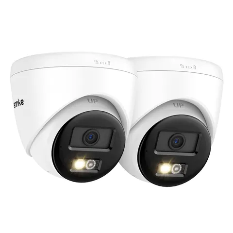 C500 2Pcs 5MP IP Security Camera, Red and Blue Light Alarm, Color Night Visio...