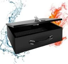 Fireproof Lock Box with Key and Combination Lock, Fire Safe Document Box,