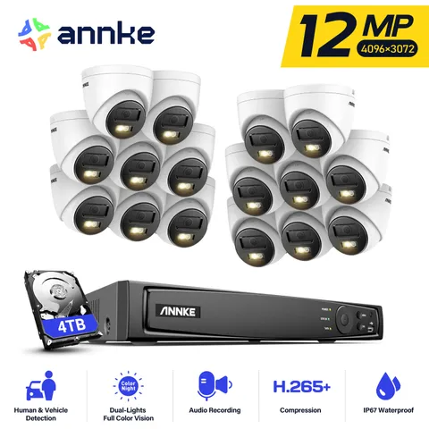 ANNKE 16CH NVR 12MP Color & IR Night Vision  PoE IP Security Camera System Audio