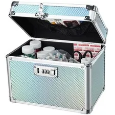 Adazzo Lockable Medicine Storage Box - Turquoise Cabinet Med Lock Organizer, 10