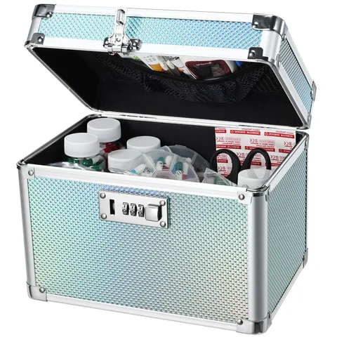 Adazzo Lockable Medicine Storage Box - Turquoise Cabinet Med Lock Organizer, 10