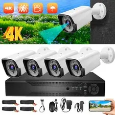 4 Camaras De Seguridad Exterior 5MP 4K Home DVD Con Vision Nocturna Video