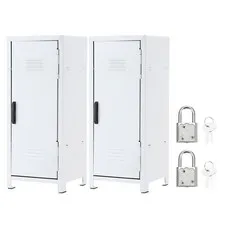 Mini Locker 4.3 x 10.8 Inch, 2 Pcs Small Locker with Lock Keys, White