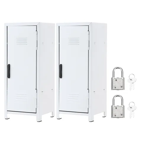 Mini Locker 4.3 x 10.8 Inch, 2 Pcs Small Locker with Lock Keys, White