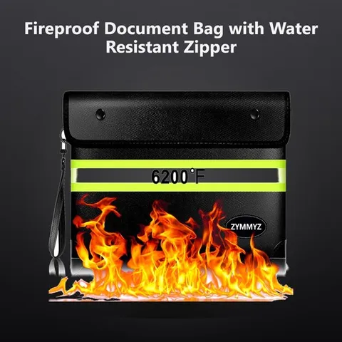 Fireproof Document Bag with Water Resistant Zipper,6200°F Heat Insulated Fire.!!